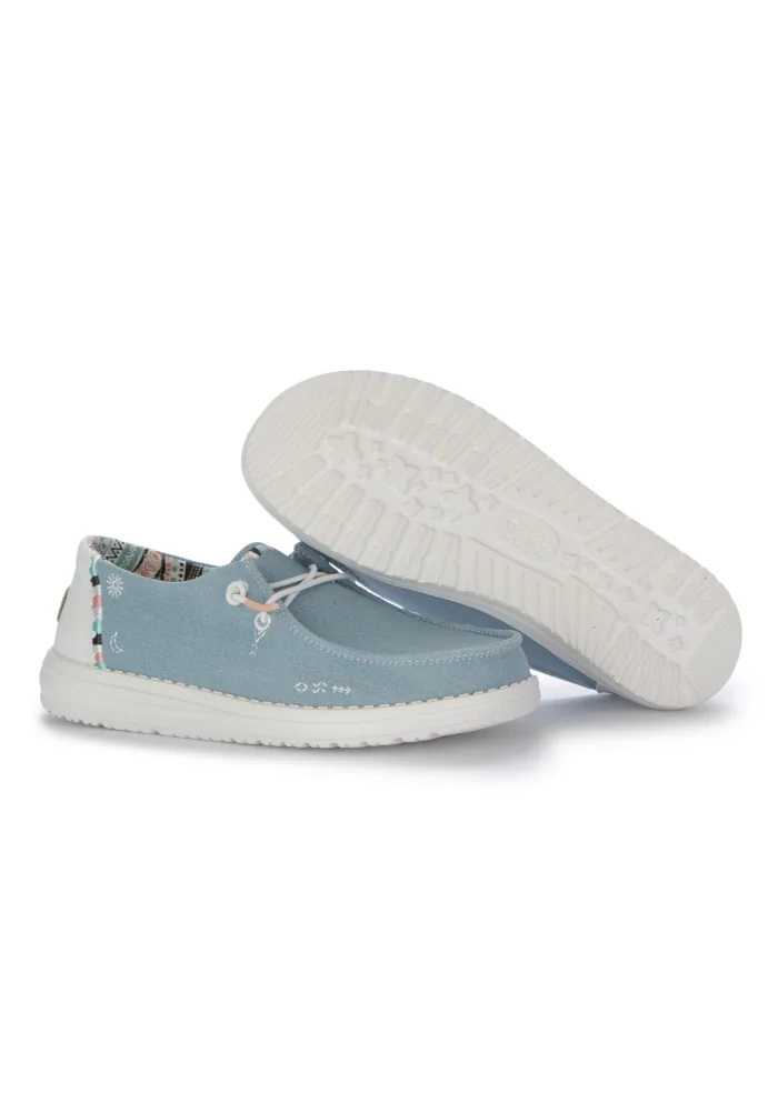 womens flat shoes hey dude wendy boho light blue