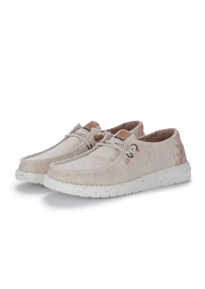 womens flat shoes hey dude heathered slub tropical beige