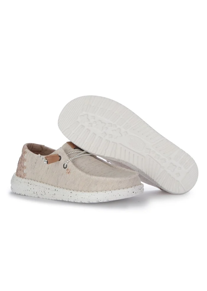 womens flat shoes hey dude heathered slub tropical beige