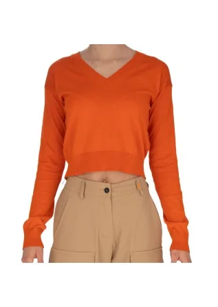 womens sweater semicouture v neck orange