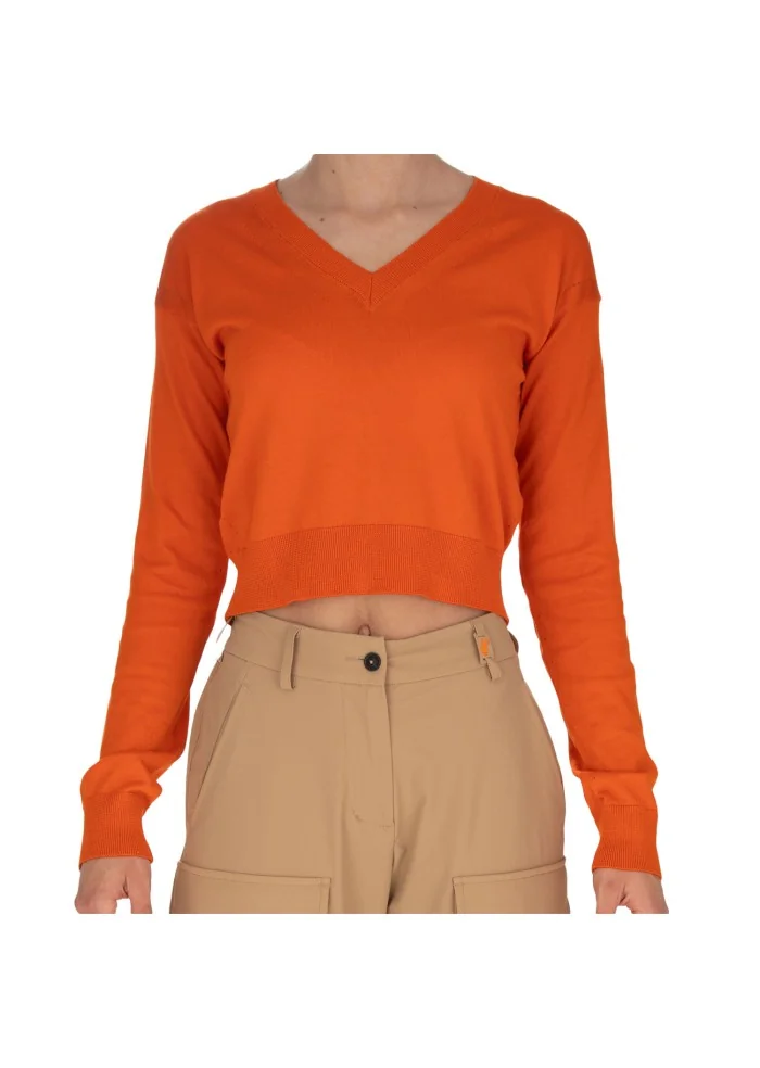 damen pullover semicouture v ausschnitt orange