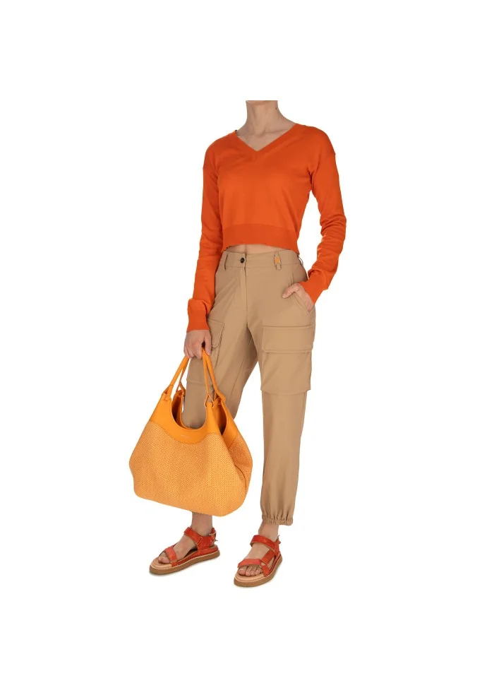 damen pullover semicouture v ausschnitt orange