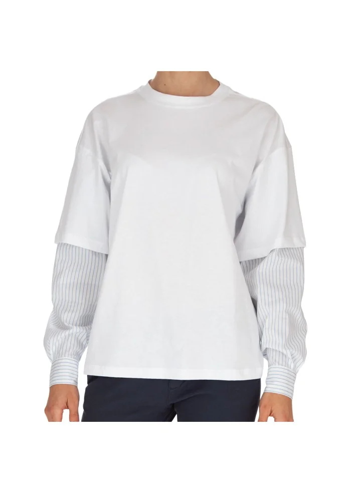 SEMICOUTURE | T-SHIRT CAMICIA OVER BIANCO