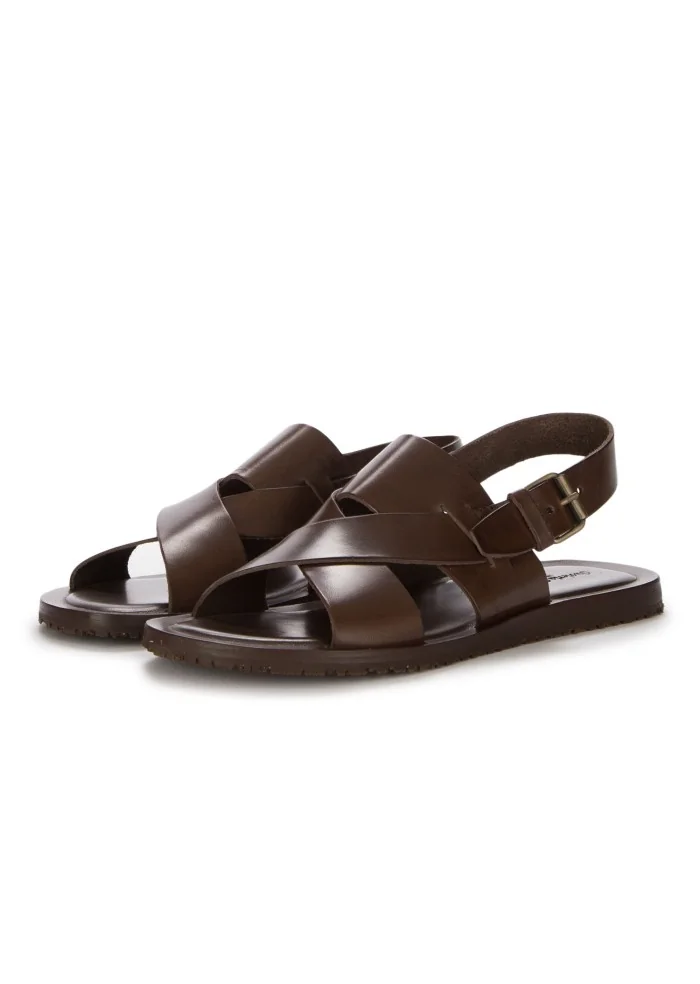 mens sandals cuoieria toscana cross strap brown