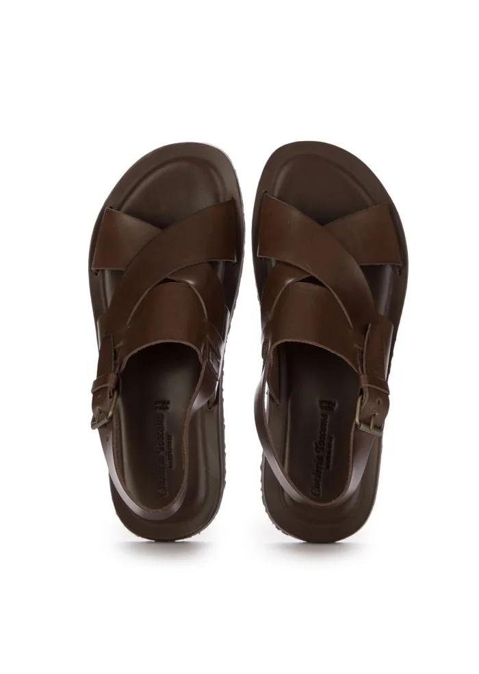 mens sandals cuoieria toscana cross strap brown