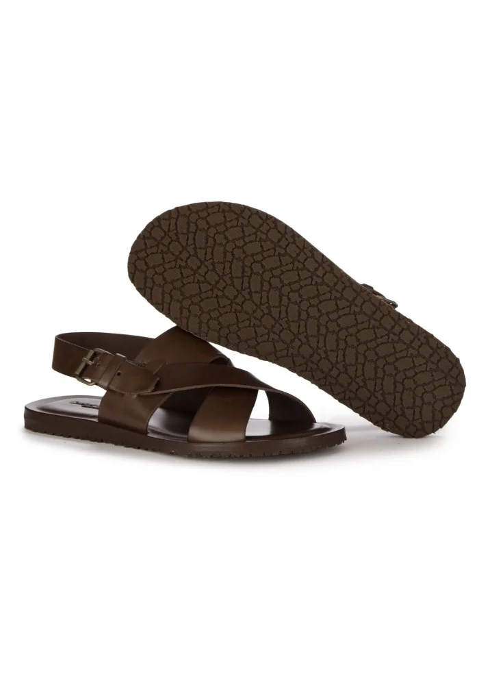 mens sandals cuoieria toscana cross strap brown