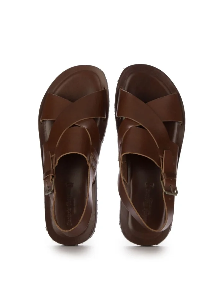 mens sandals cuoieria toscana cross strap brown