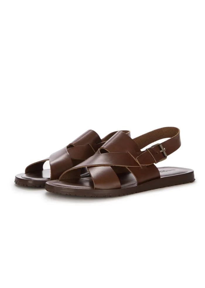 mens sandals cuoieria toscana cross strap brown