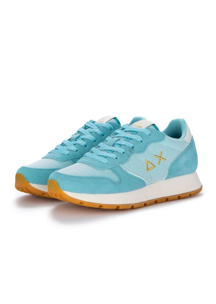 womens sneakers sun68 ally glitter textile light blue