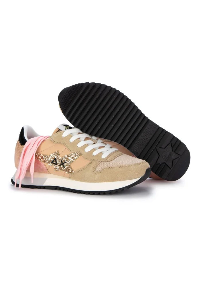 damen sneaker sun68 stargirl glitter logo beige rosa