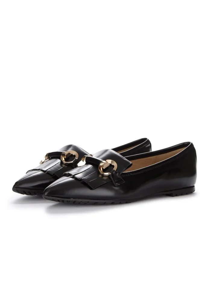 womens flat shoes il borgo firenze fringes abrasivato black