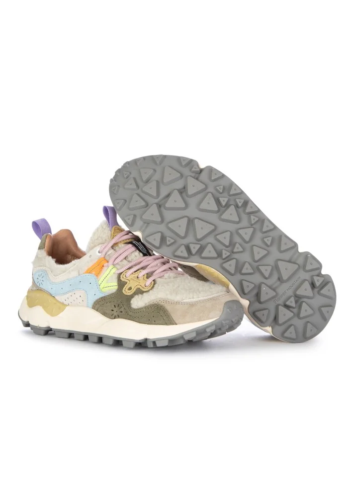 damen sneaker flower mountain yamano 3 suede teddy beige grun