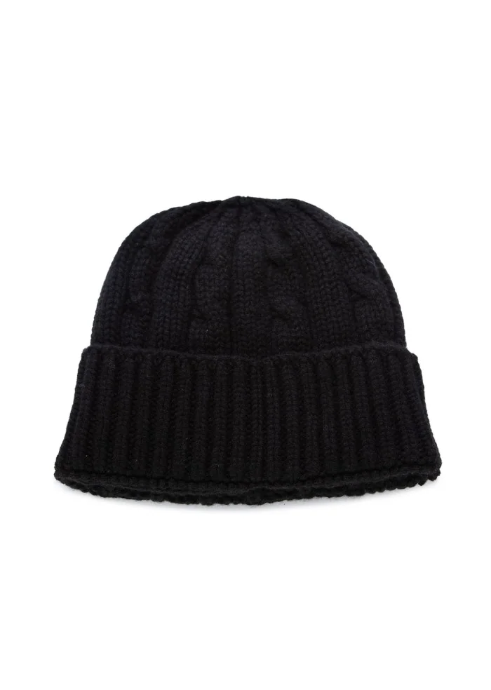 unisex beanie riviera cashmere costa treccia black