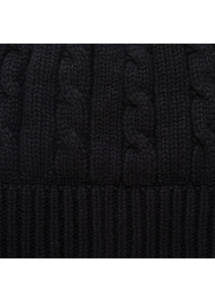 unisex beanie riviera cashmere costa treccia black