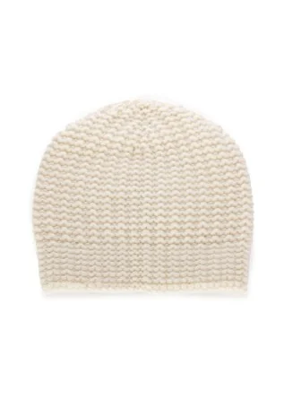 womens beanie riviera cashmere corn stitch white cream