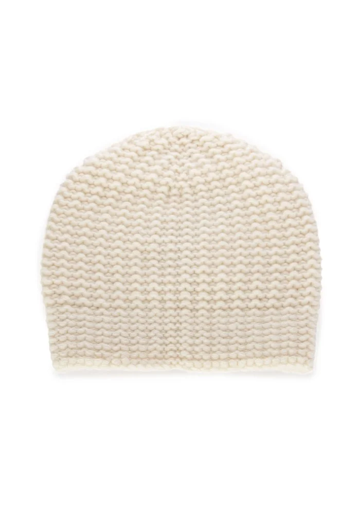 womens beanie riviera cashmere corn stitch white cream