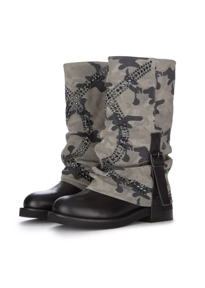 stivali donna juice camo militare grigio nero