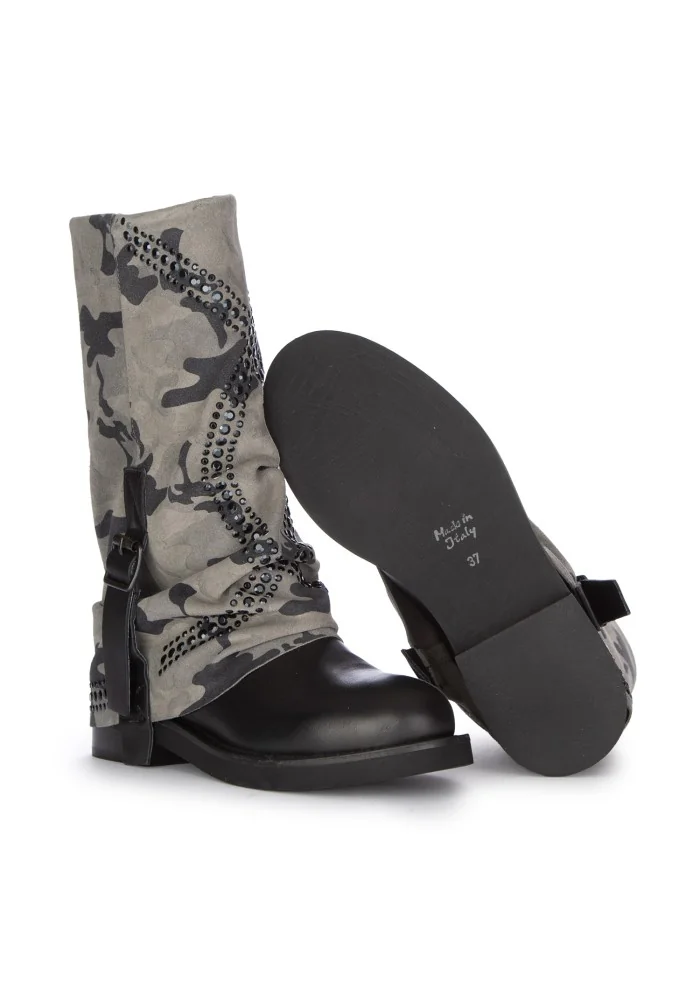 stivali donna juice camo militare grigio nero