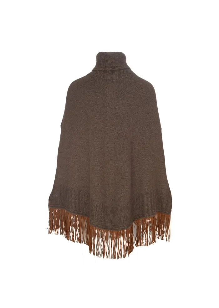 damen poncho riviera cashmere frange braun