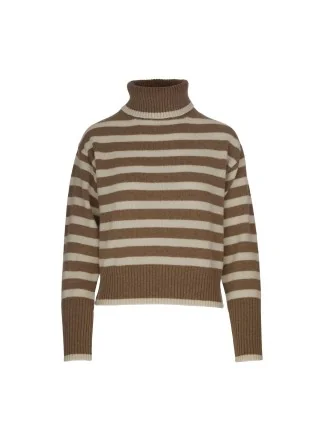 womens striped sweater semicouture brown beige