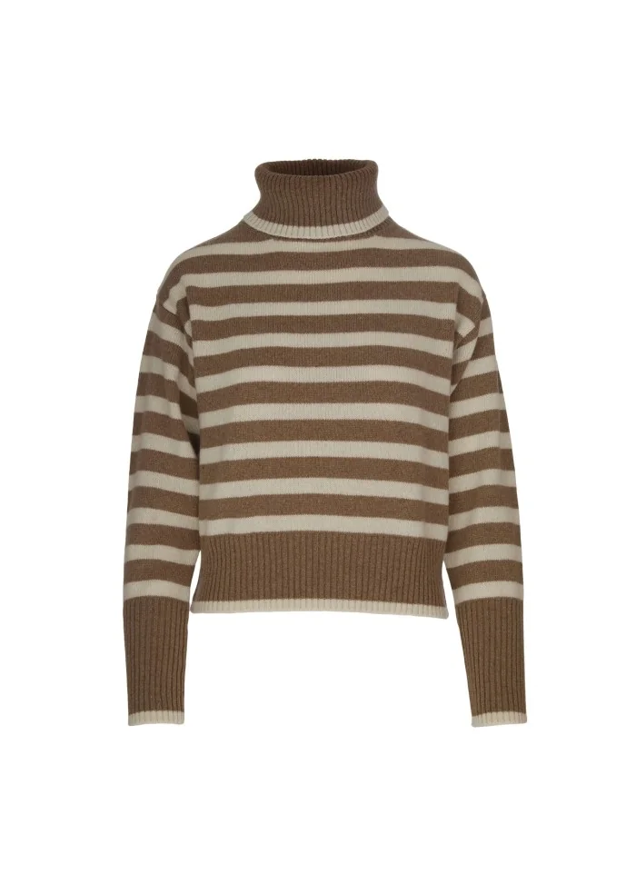 SEMICOUTURE | MAGLIONE A RIGHE MARRONE BEIGE