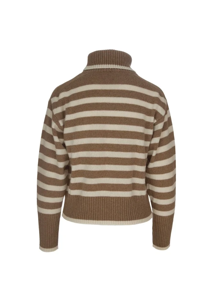 womens striped sweater semicouture brown beige