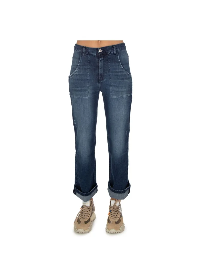 damen jeans noumeno concept elastisch bund blau