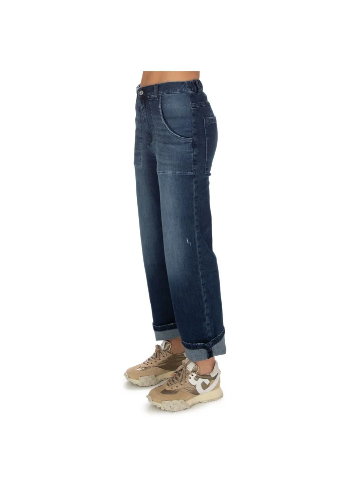 damen jeans noumeno concept elastisch bund blau