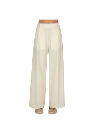 womens trousers semicouture wide leg cream white