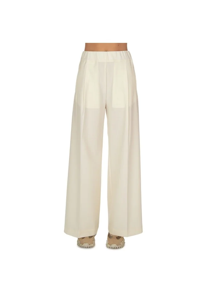 SEMICOUTURE | PANTALONI GAMBA LARGA BIANCO PANNA