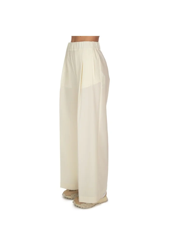 womens trousers semicouture wide leg cream white