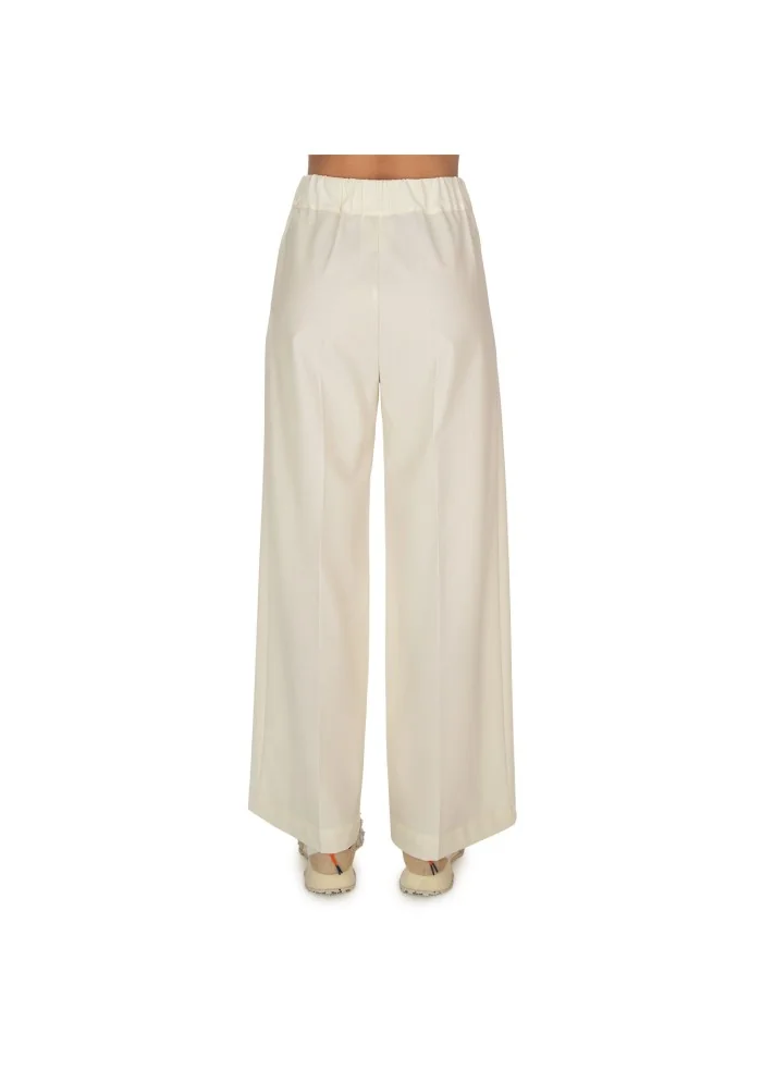 womens trousers semicouture wide leg cream white