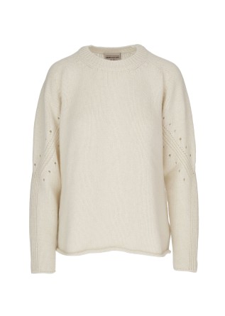 womens sweater semicouture perforated details cream white