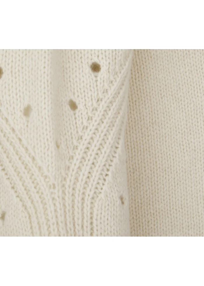 womens sweater semicouture perforated details cream white