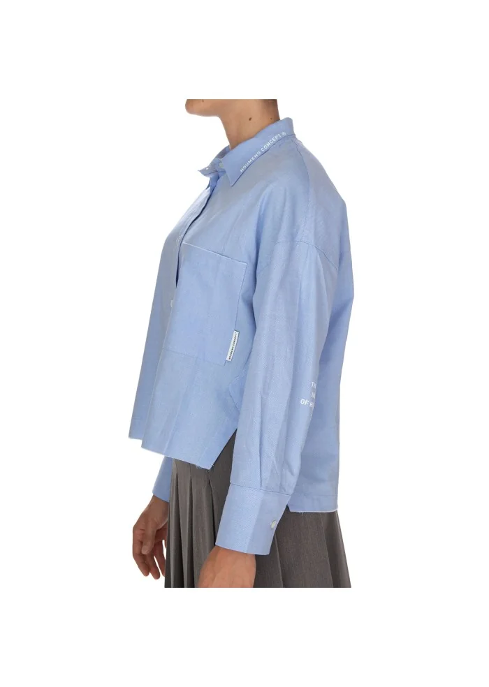 camicia donna noumeno concept asimmetrica azzurro