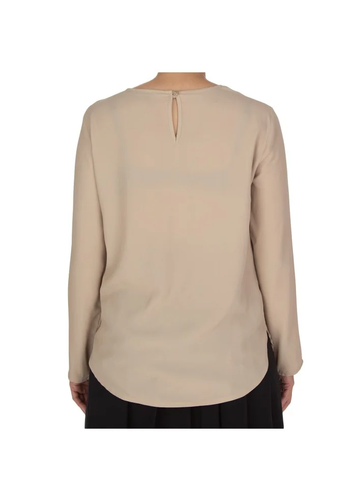 damen bluse kartika rundhalsausschnitt beige