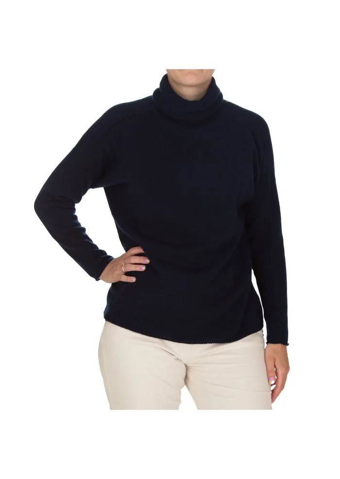 maglione riviera cashmere collo alto blu notte