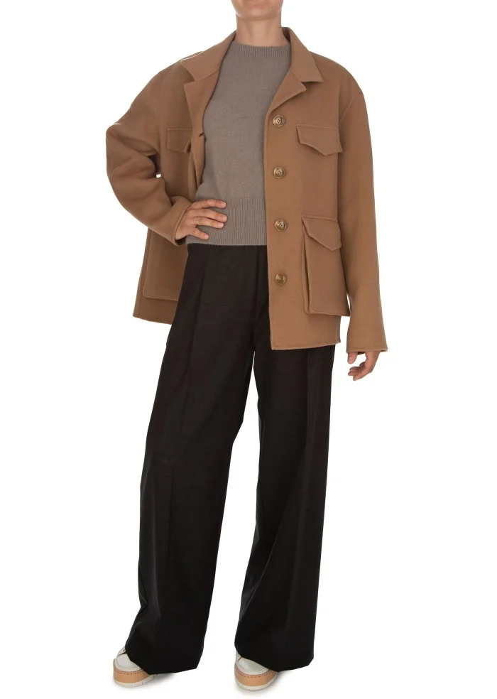 womens coat semicouture pockets brown