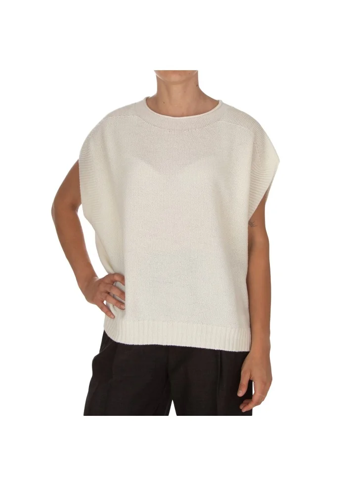 womens sleeveless top cashmere island certaldo polar white