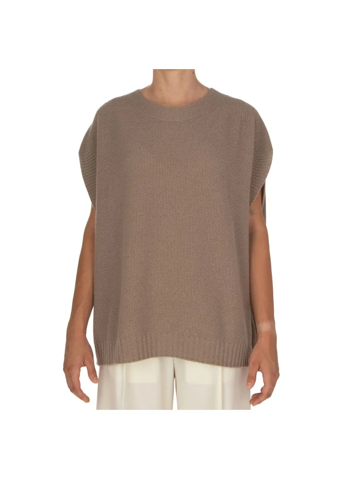 top smanicato donna cashmere island certaldo grigio tortora