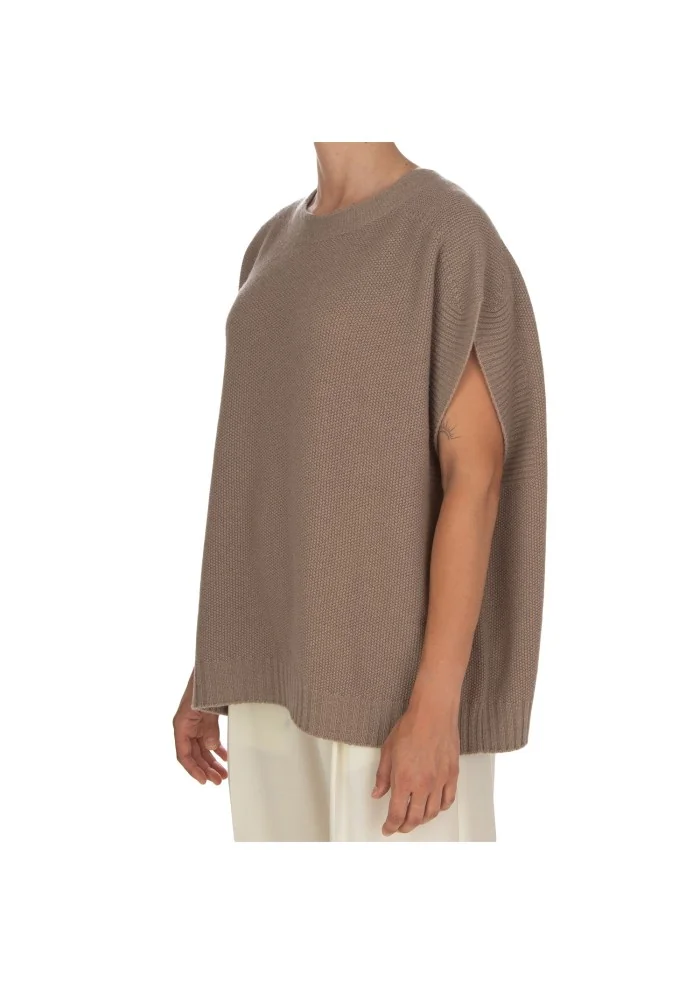 womens sleeveless top cashmere island certaldo taupe grey