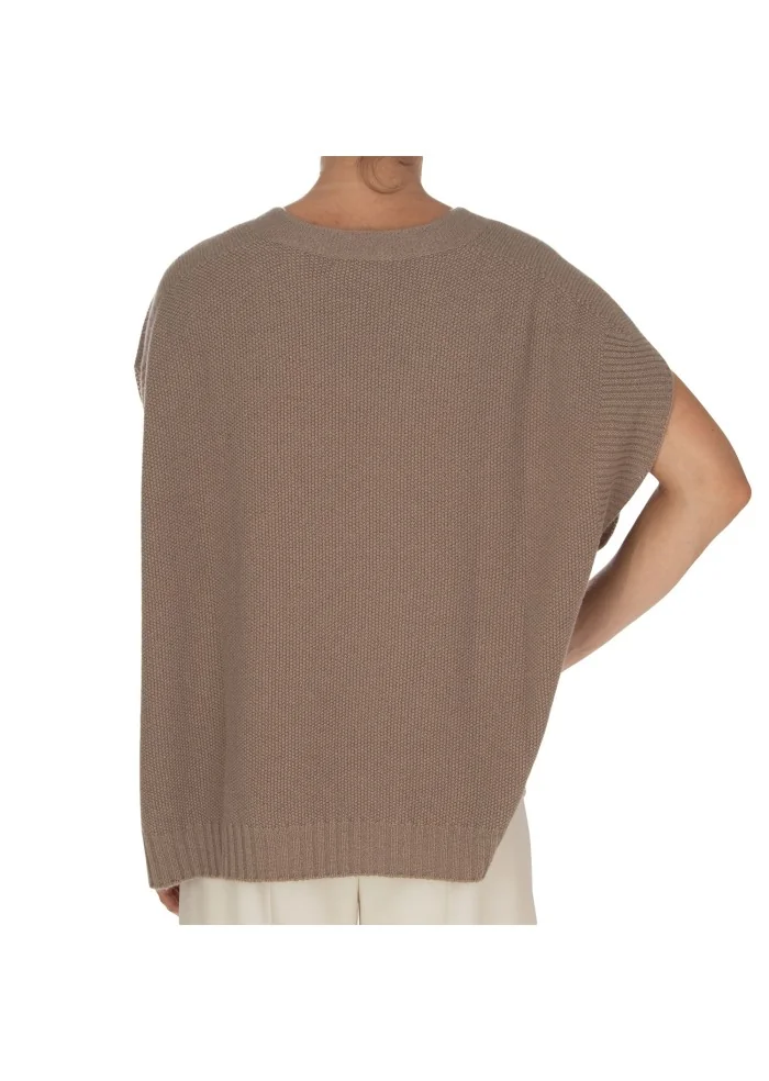 top smanicato donna cashmere island certaldo grigio tortora