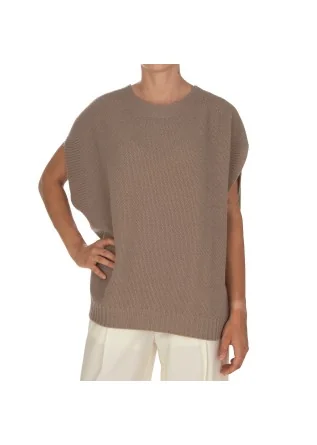 CASHMERE ISLAND | SLEEVELESS TOP CERTALDO TAUPE GREY