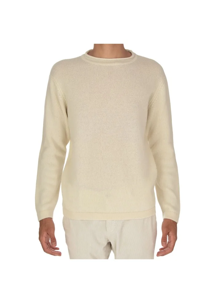 WOOL & CO | MAGLIONE GIROCOLLO BIANCO PANNA