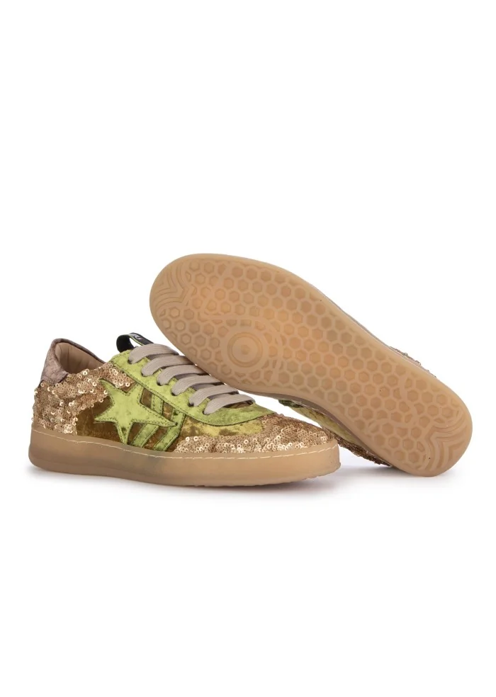 damen sneaker mimmu pailettes grun gold