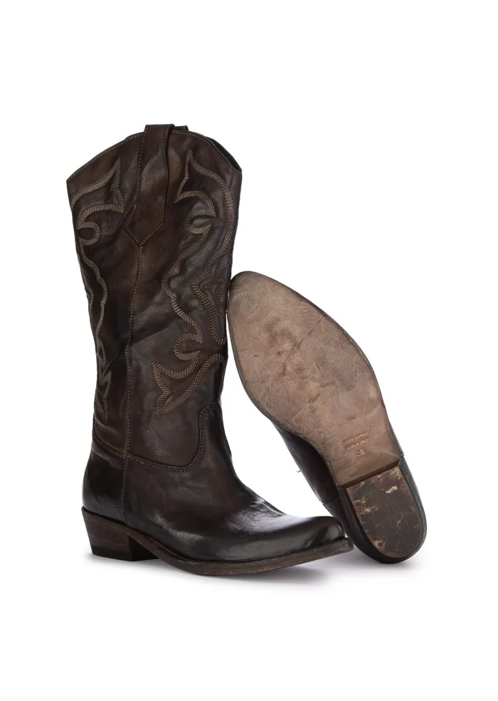 womens cowboy boots keep crust brandy brown