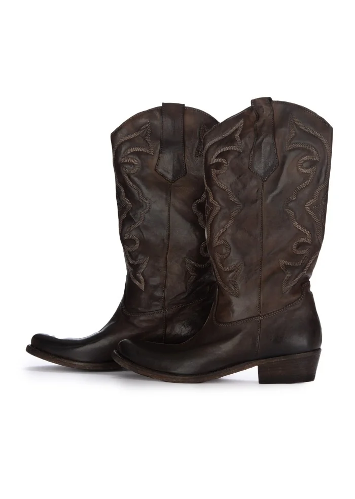 womens cowboy boots keep crust brandy brown