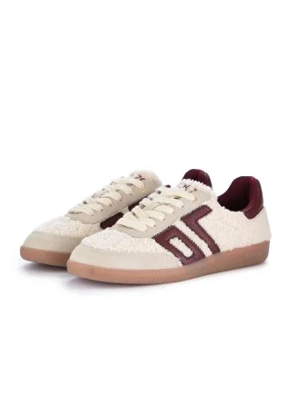 damen sneaker back 70 teddy weiss bordeaux