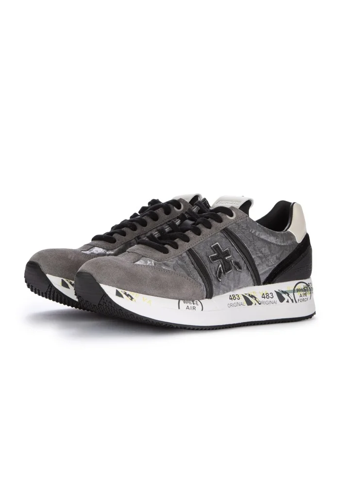 damen sneaker premiata conny grau schwarz