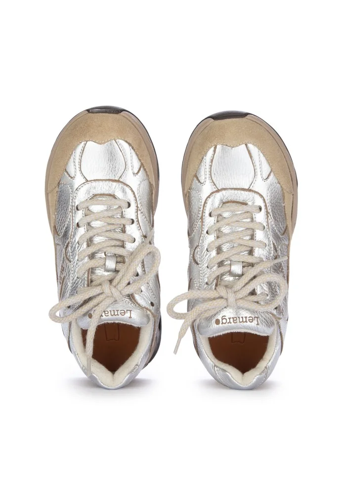 sneakers donna lemargo laminato argento taupe